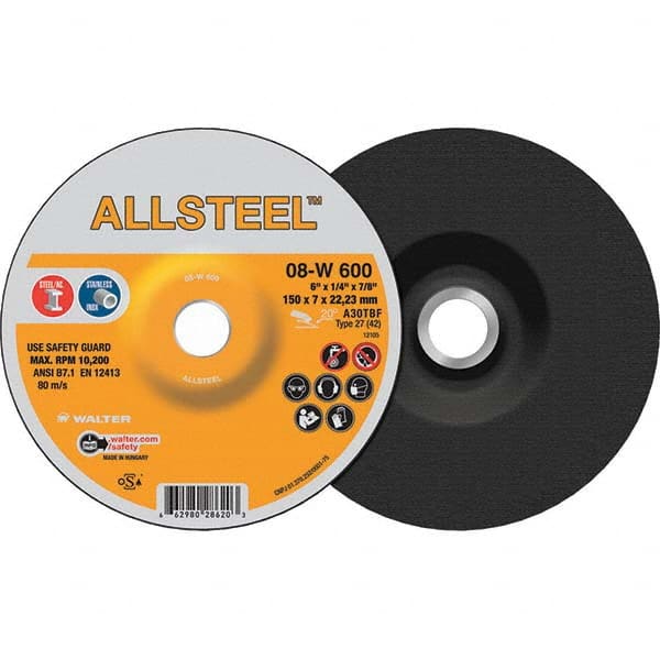 WALTER Surface Technologies - Depressed-Center Wheels Wheel Diameter (Inch): 6 Wheel Thickness (Inch): 1/4 - Americas Industrial Supply