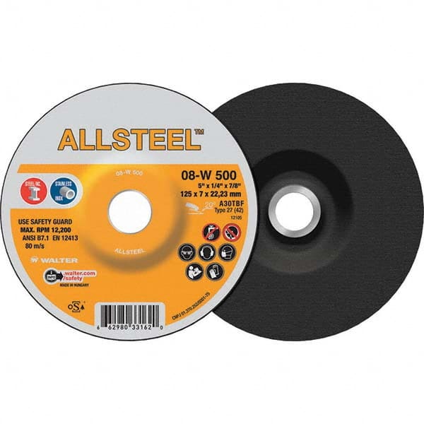 WALTER Surface Technologies - Depressed-Center Wheels Wheel Diameter (Inch): 5 Wheel Thickness (Inch): 1/4 - Americas Industrial Supply