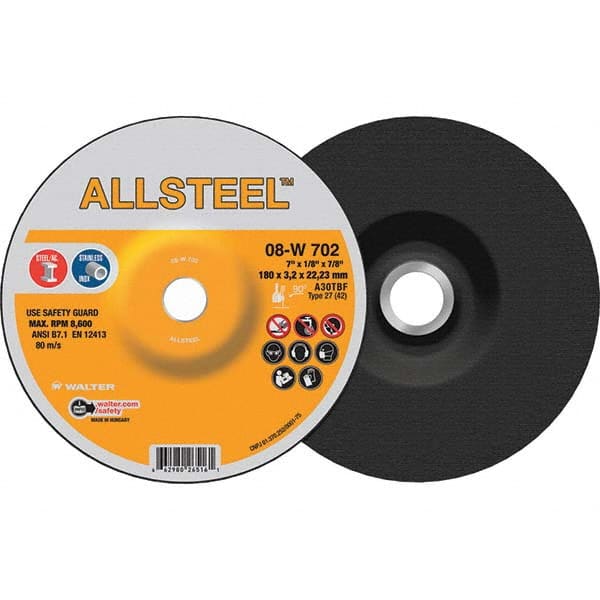 WALTER Surface Technologies - Depressed-Center Wheels Wheel Diameter (Inch): 7 Wheel Thickness (Inch): 1/8 - Americas Industrial Supply