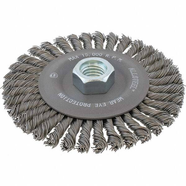 WALTER Surface Technologies - 6-7/8" OD, 5/8-11 Arbor Hole, Stringer Bead Steel Wheel Brush - Americas Industrial Supply