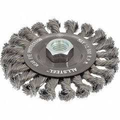 WALTER Surface Technologies - 5" OD, 5/8-11 Arbor Hole, Knotted Steel Wheel Brush - Americas Industrial Supply