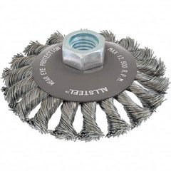 WALTER Surface Technologies - 5" OD, 5/8-11 Arbor Hole, Knotted Steel Wheel Brush - Americas Industrial Supply