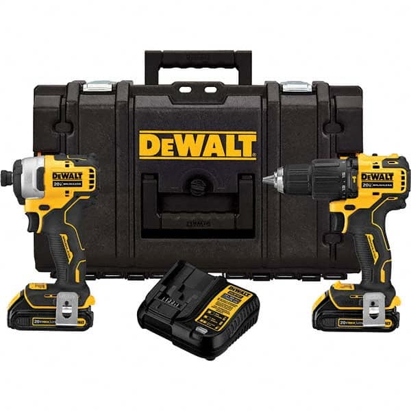 DeWALT - Cordless Tool Combination Kits Voltage: 20 Tools: Brushless 1/2" Compact Hammer Drill/Driver; Brushless 1/4 Impact Driver - Americas Industrial Supply