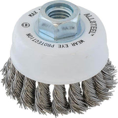WALTER Surface Technologies - 3" Diam 5/8-11 Threaded Arbor Stainless Steel Fill Cup Brush - Americas Industrial Supply