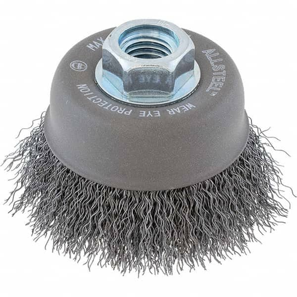 WALTER Surface Technologies - 5" Diam 5/8-11 Threaded Arbor Steel Fill Cup Brush - Americas Industrial Supply