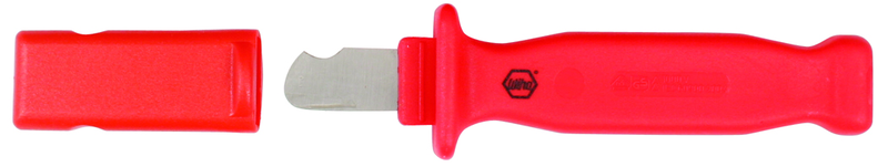 Insulated Electricians Cable Stripping Knife 35mm Blade Length; Hooked cutting edge. Cover included. - Americas Industrial Supply