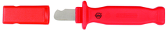 Insulated Electricians Cable Stripping Knife 35mm Blade Length; Hooked cutting edge. Cover included. - Americas Industrial Supply