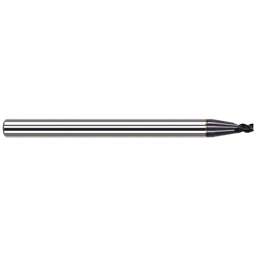 Corner Radius End Mill: 1/4″ Dia, 0.2″ LOC, 1/64″ Radius, 4 Flutes, Solid Carbide 2-1/2″ OAL, 1/4″ Shank Dia, 34 ° Helix, AlTiN Coated, Corner Radius End