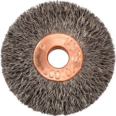 1-3/8″ Small Diameter Crimped Wire Wheel, .006″ Steel Fill, 1/4″ Arbor Hole - Americas Industrial Supply