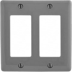 Wall Plates; Wall Plate Type: Outlet Wall Plates; Color: Gray; Wall Plate Configuration: GFCI/Surge Receptacle; Material: Thermoplastic; Shape: Rectangle; Wall Plate Size: Standard; Number of Gangs: 2; Overall Length (Inch): 4.6300; Overall Width (Decimal