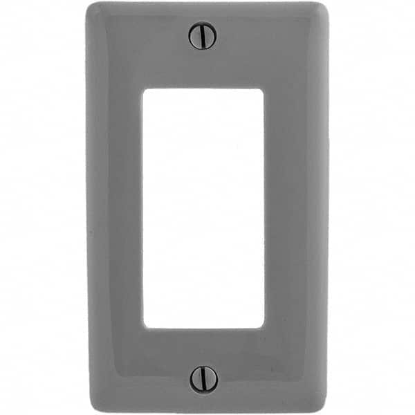 Wall Plates; Wall Plate Type: Outlet Wall Plates; Color: Gray; Wall Plate Configuration: GFCI/Surge Receptacle; Material: Thermoplastic; Shape: Rectangle; Wall Plate Size: Standard; Number of Gangs: 1; Overall Length (Inch): 4.6300; Overall Width (Decimal