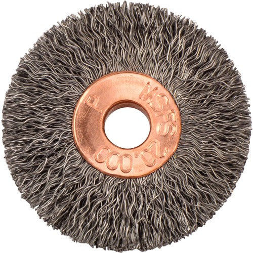 1-3/8″ Small Diameter Crimped Wire Wheel, .0104″ Steel Fill, 1/4″ Arbor Hole - Americas Industrial Supply