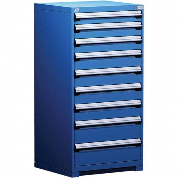 Rousseau Metal - 9 Drawer Avalanche Blue Steel Modular Storage Cabinet - Americas Industrial Supply