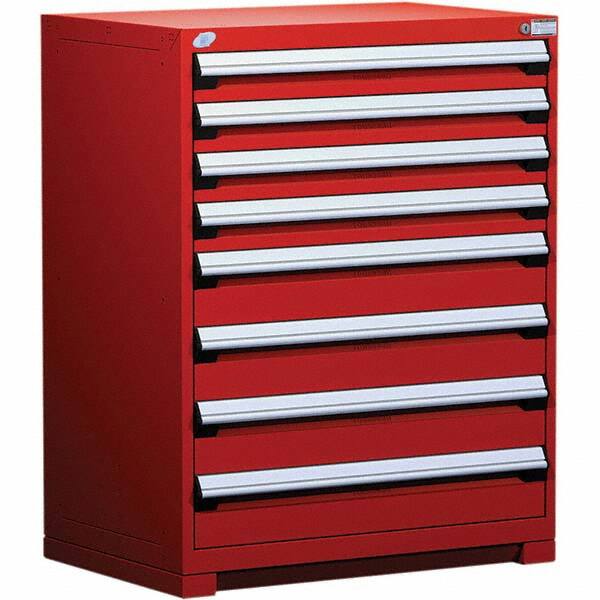 Rousseau Metal - 8 Drawer Flame Red Steel Modular Storage Cabinet - Americas Industrial Supply
