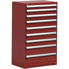 Rousseau Metal - 9 Drawer Flame Red Steel Modular Storage Cabinet - Americas Industrial Supply