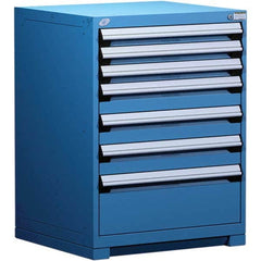 Rousseau Metal - 7 Drawer Avalanche Blue Steel Modular Storage Cabinet - Americas Industrial Supply