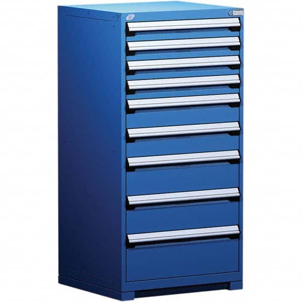 Rousseau Metal - 9 Drawer Avalanche Blue Steel Modular Storage Cabinet - Americas Industrial Supply