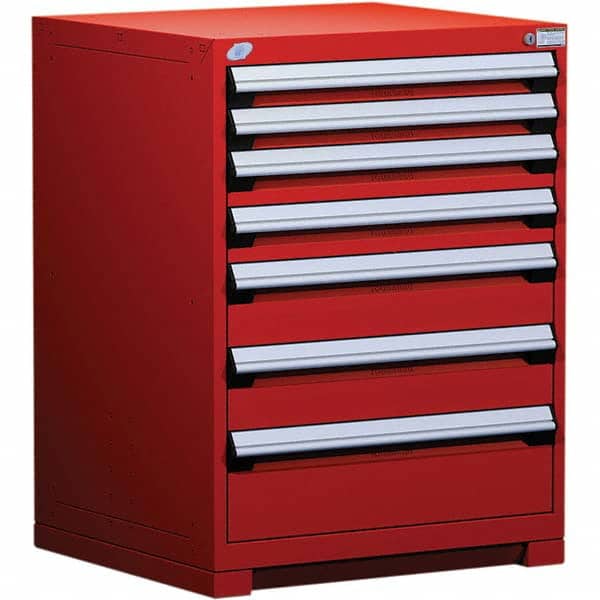 Rousseau Metal - 7 Drawer Flame Red Steel Modular Storage Cabinet - Americas Industrial Supply