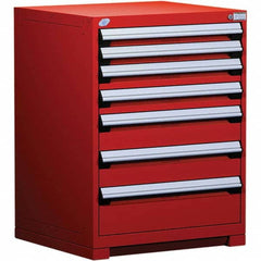 Rousseau Metal - 7 Drawer Flame Red Steel Modular Storage Cabinet - Americas Industrial Supply