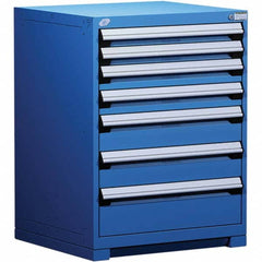 Rousseau Metal - 7 Drawer Avalanche Blue Steel Modular Storage Cabinet - Americas Industrial Supply
