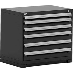 Rousseau Metal - 6 Drawer Black Steel Modular Storage Cabinet - Americas Industrial Supply