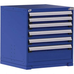 Rousseau Metal - 6 Drawer Avalanche Blue Steel Modular Storage Cabinet - Americas Industrial Supply