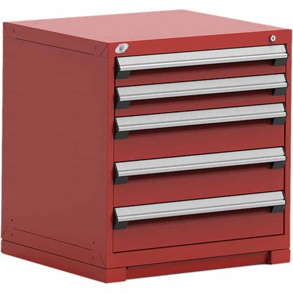 Rousseau Metal - 5 Drawer Flame Red Steel Modular Storage Cabinet - Americas Industrial Supply
