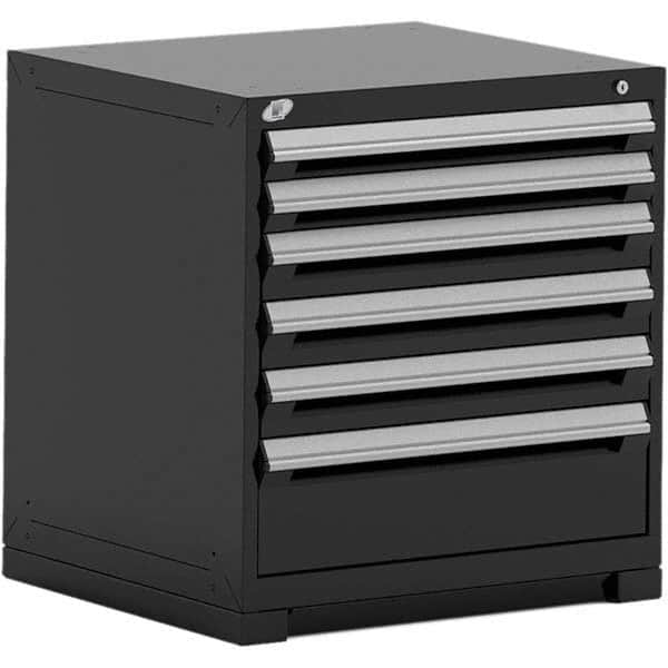 Rousseau Metal - 6 Drawer Black Steel Modular Storage Cabinet - Americas Industrial Supply