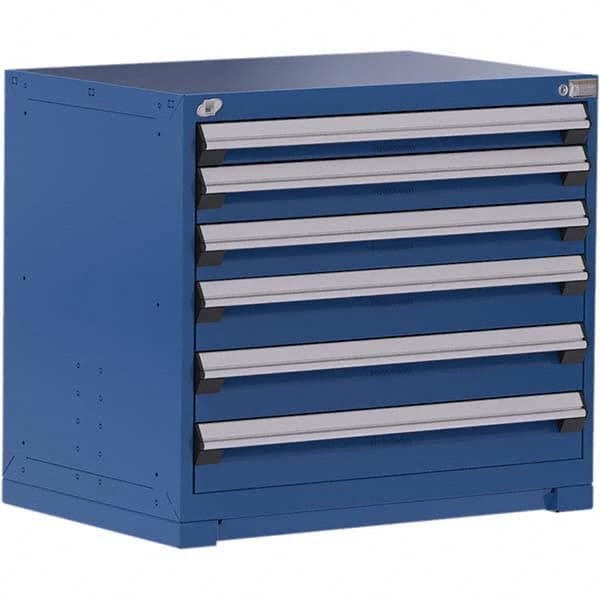 Rousseau Metal - 6 Drawer Avalanche Blue Steel Modular Storage Cabinet - Americas Industrial Supply