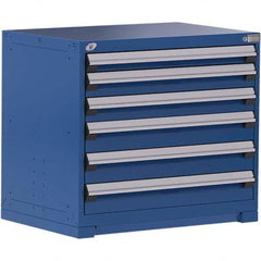Rousseau Metal - 6 Drawer Avalanche Blue Steel Modular Storage Cabinet - Americas Industrial Supply