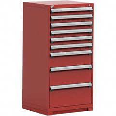 Rousseau Metal - 9 Drawer Flame Red Steel Modular Storage Cabinet - Americas Industrial Supply