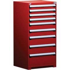 Rousseau Metal - 9 Drawer Flame Red Steel Modular Storage Cabinet - Americas Industrial Supply