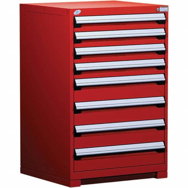 Rousseau Metal - 8 Drawer Flame Red Steel Modular Storage Cabinet - Americas Industrial Supply