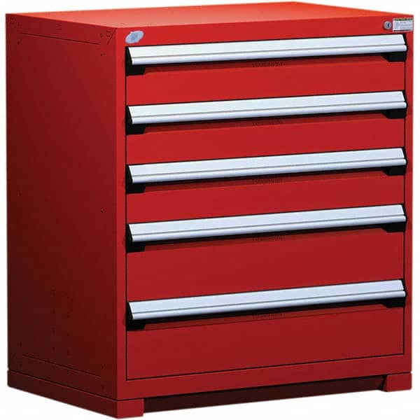 Rousseau Metal - 5 Drawer Flame Red Steel Modular Storage Cabinet - Americas Industrial Supply