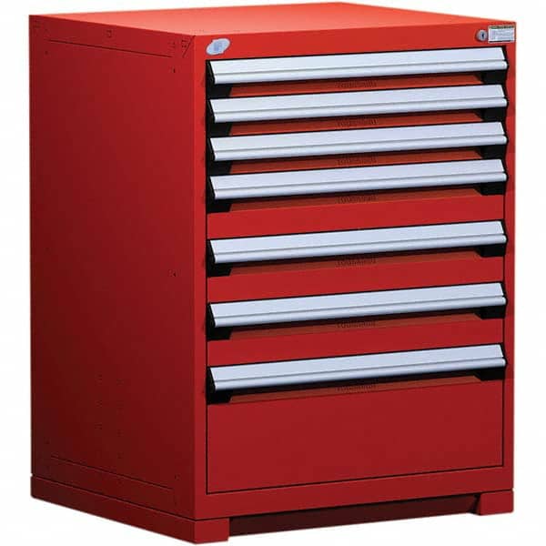 Rousseau Metal - 7 Drawer Flame Red Steel Modular Storage Cabinet - Americas Industrial Supply