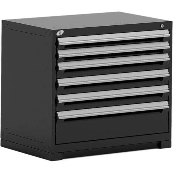 Rousseau Metal - 6 Drawer Black Steel Modular Storage Cabinet - Americas Industrial Supply