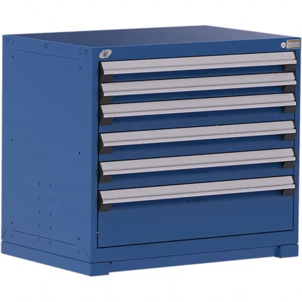 Rousseau Metal - 6 Drawer Avalanche Blue Steel Modular Storage Cabinet - Americas Industrial Supply