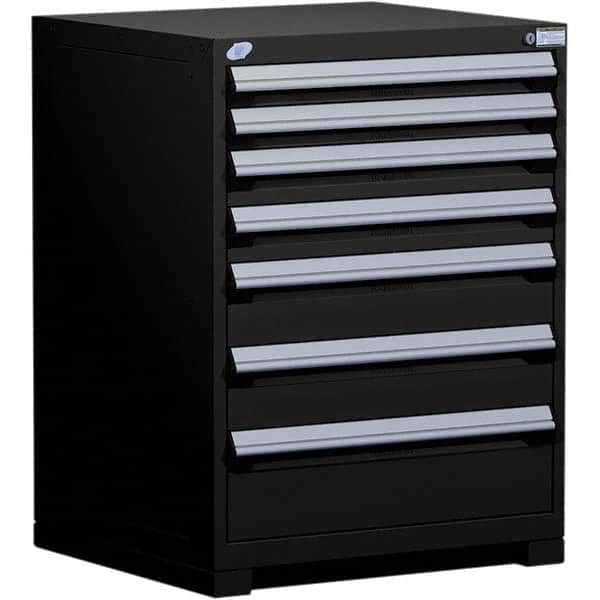 Rousseau Metal - 7 Drawer Black Steel Modular Storage Cabinet - Americas Industrial Supply