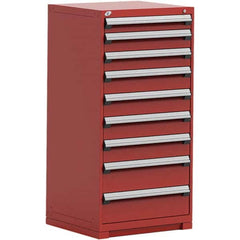 Rousseau Metal - 9 Drawer Flame Red Steel Modular Storage Cabinet - Americas Industrial Supply