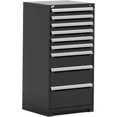 Rousseau Metal - 9 Drawer Black Steel Modular Storage Cabinet - Americas Industrial Supply