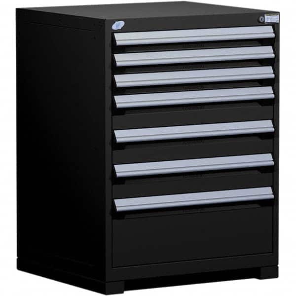 Rousseau Metal - 7 Drawer Black Steel Modular Storage Cabinet - Americas Industrial Supply