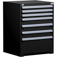 Rousseau Metal - 7 Drawer Black Steel Modular Storage Cabinet - Americas Industrial Supply