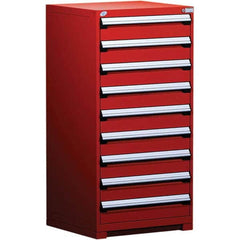 Rousseau Metal - 9 Drawer Flame Red Steel Modular Storage Cabinet - Americas Industrial Supply