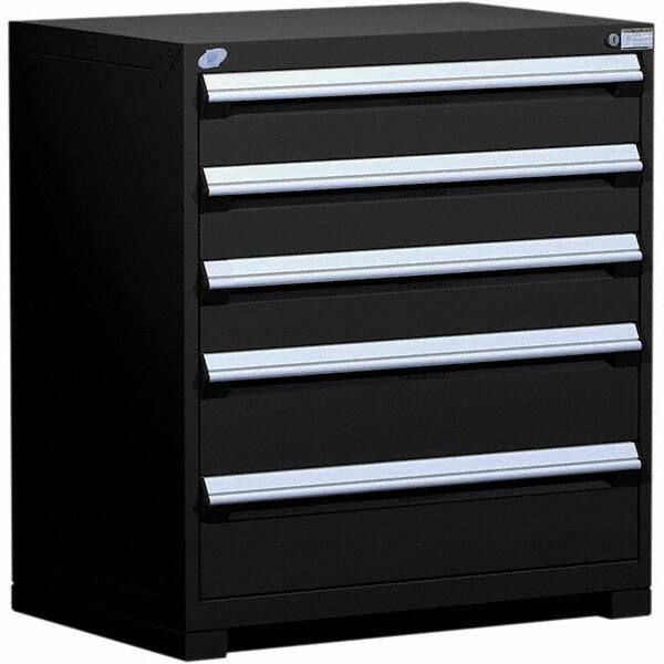 Rousseau Metal - 5 Drawer Black Steel Modular Storage Cabinet - Americas Industrial Supply