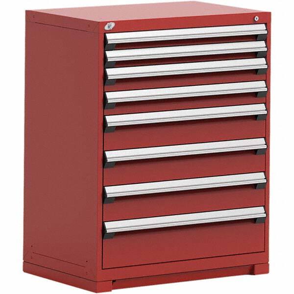 Rousseau Metal - 8 Drawer Flame Red Steel Modular Storage Cabinet - Americas Industrial Supply