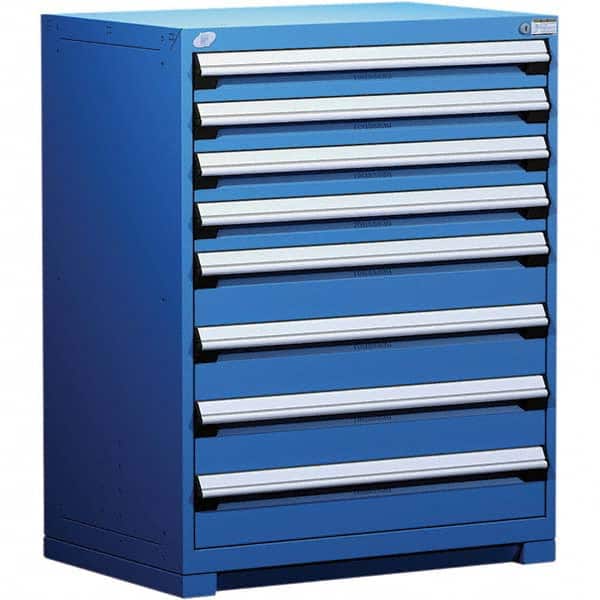 Rousseau Metal - 8 Drawer Avalanche Blue Steel Modular Storage Cabinet - Americas Industrial Supply