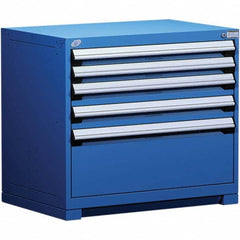 Rousseau Metal - 5 Drawer Avalanche Blue Steel Modular Storage Cabinet - Americas Industrial Supply