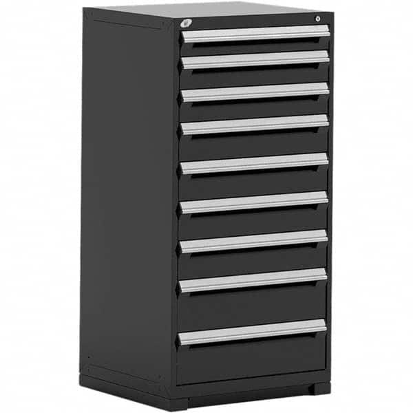 Rousseau Metal - 9 Drawer Black Steel Modular Storage Cabinet - Americas Industrial Supply