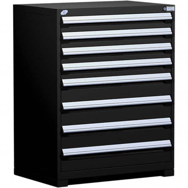 Rousseau Metal - 8 Drawer Black Steel Modular Storage Cabinet - Americas Industrial Supply