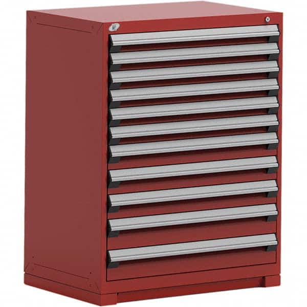 Rousseau Metal - 11 Drawer Flame Red Steel Modular Storage Cabinet - Americas Industrial Supply